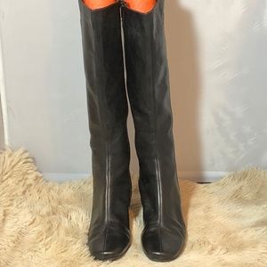 Size 40/10 Ecco Knee High Black Leather Boots
